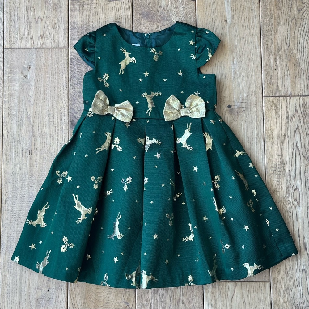 Bonnie Jean Reindeer Jacquard Holiday Dress size 2T - Picture 2 of 10